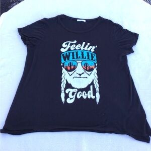 Eighty Eight Black Tee with Vibrant Design of Willie Nelson